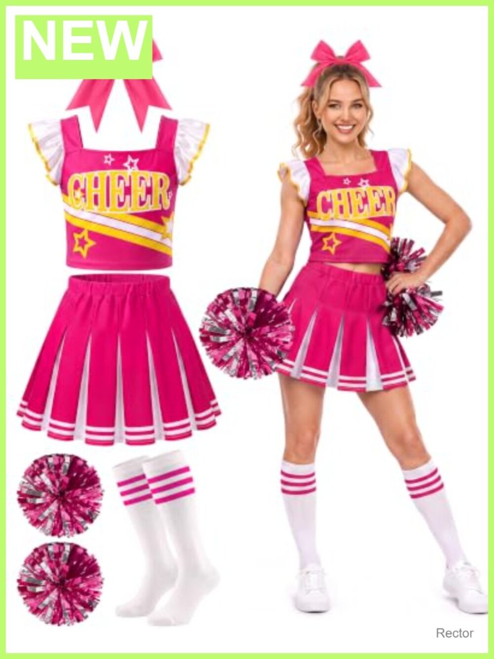 Cheerleader Halloween Costume Set 100% Polyester